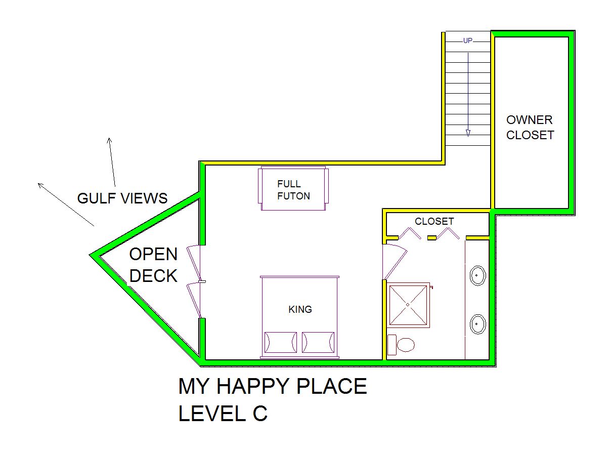 A level C layout view of Sand 'N Sea's beachside with gulf view house vacation rental in Galveston named My Happy Place